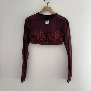 Adidas x Ivy Park Monogram Long Sheer Sleeved Crop Top M NWOT